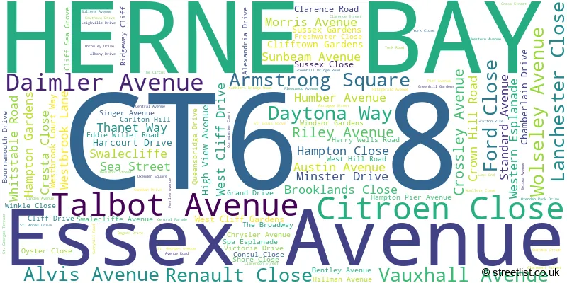 A word cloud for the CT6 8 postcode